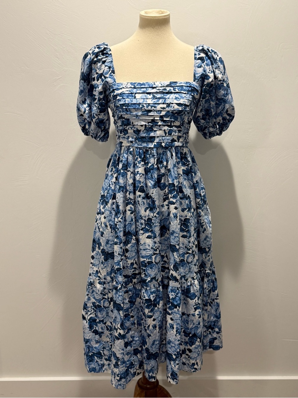 Abercrombie & Fitch Emerson Poplin Puff Sleeve Dress - Blue Floral